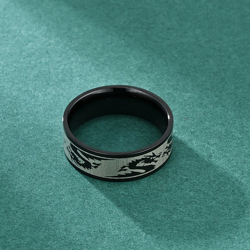 Nimara Ritual Dragon Carved Protection Strength Titanium Steel Ring