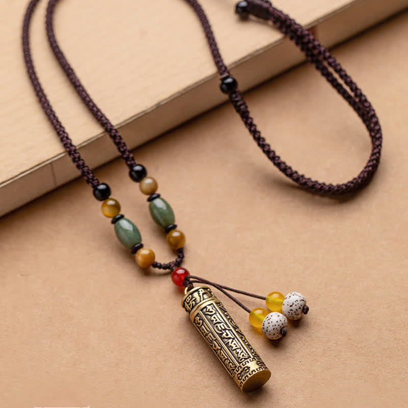 Nimara Ritualhop Tibet Om Mani Padme Hum Agate Shurangama Sutra Protection Necklace Pendant