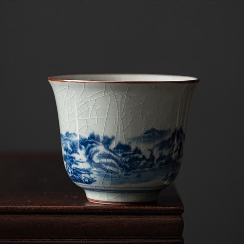 Nimara Ritual Mountain Landscape Lotus Orchid Pavilion Gathering Ceramic Teacup Kung Fu Tea Cup