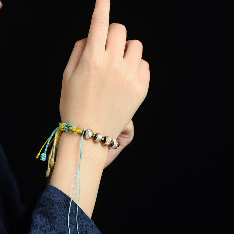Nimara Ritual Handmade Multicolored Rope Liuli Glass Bead Fortune Braided Bracelet