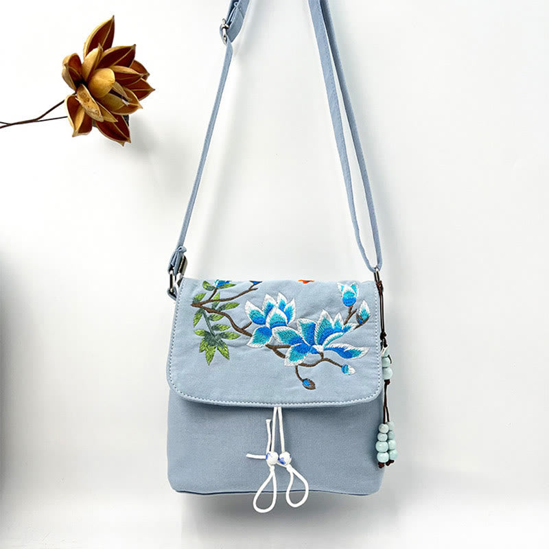 Nimara Ritual Embroidered Camellia Epiphyllum Gardenia Sakura Flowers Crossbody Bag Shoulder Bag Cellphone Bag