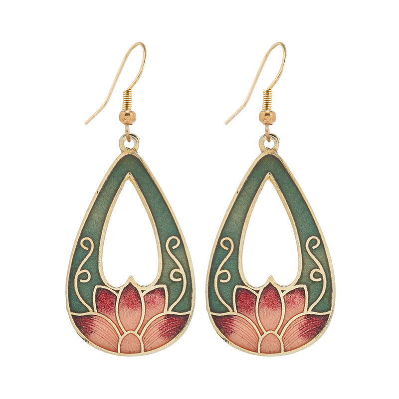 Nimara Ritual Lotus Butterfly Flower Alloy Copper Enlightenment Drop Earrings