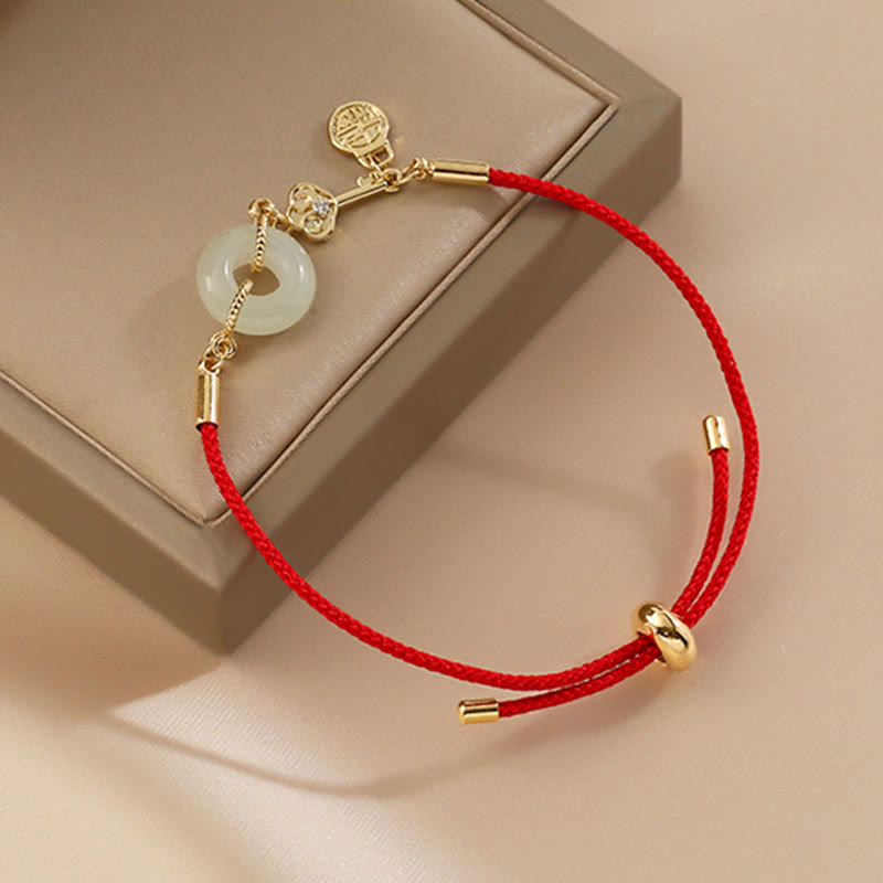 Nimara Ritual "Wishing You Peace and Protection" Jade Red Rope Bracelet Includes Gift Message Card