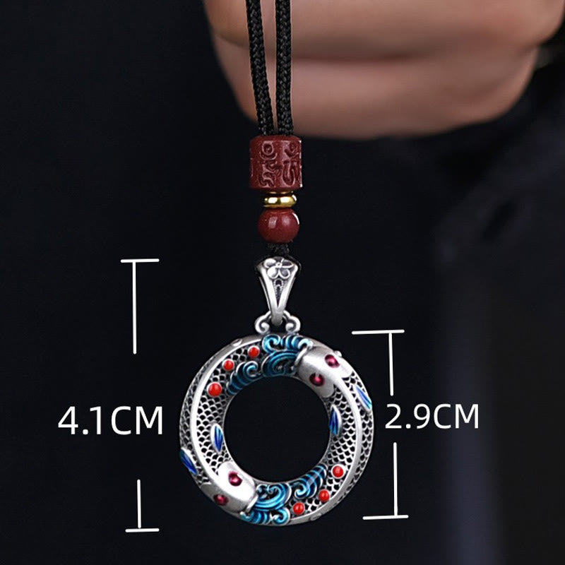 Nimara Ritual Koi Fish Peace Buckle Copper Wealth Luck Necklace Pendant
