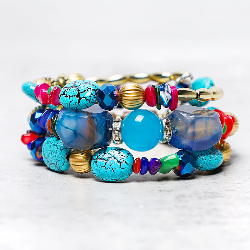 Nimara Ritual Multilayer Irregular Turquoise Agate Beads Blessing Bracelet
