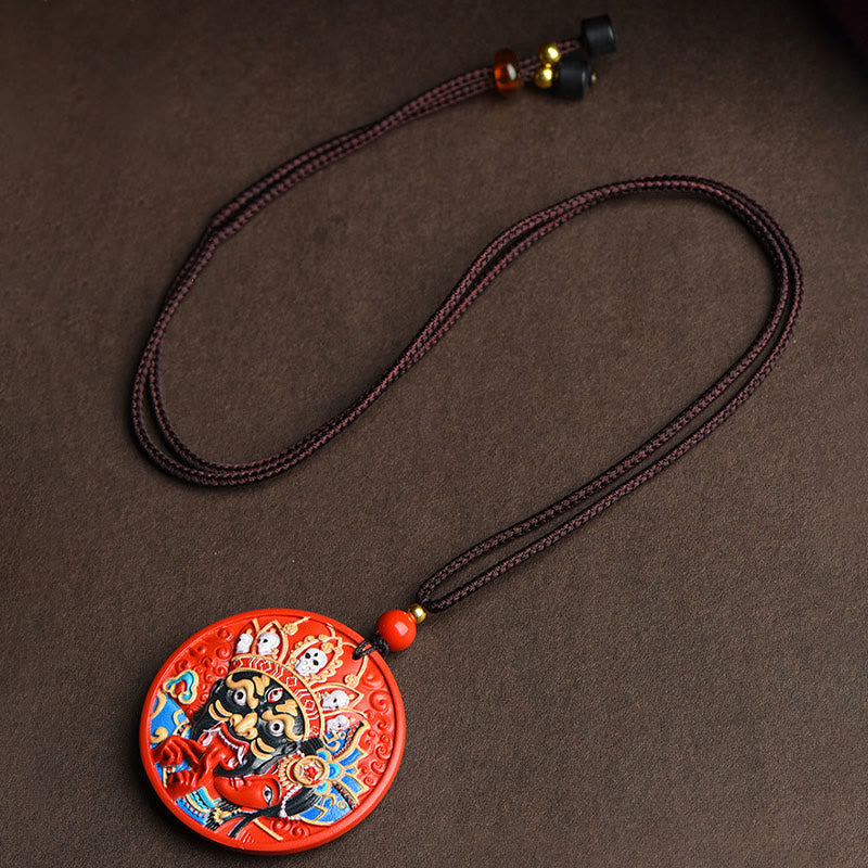 Nimara Ritual Zakiram Goddess of Wealth Painted Cinnabar Blessing Necklace Pendant