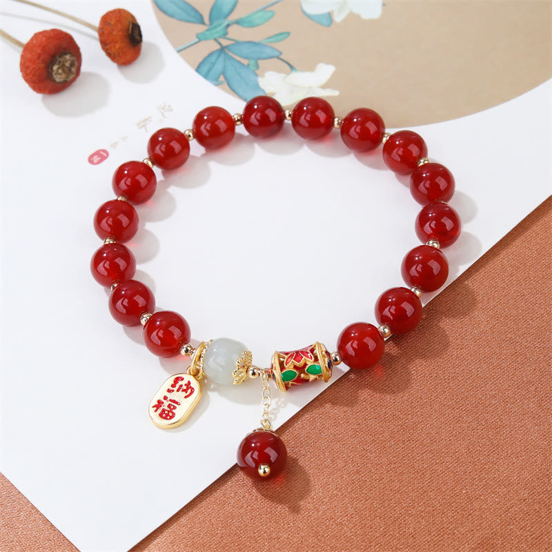 Nimara Ritual Natural Red Agate Jade Confidence Fortune Blessing Charm Bracelet