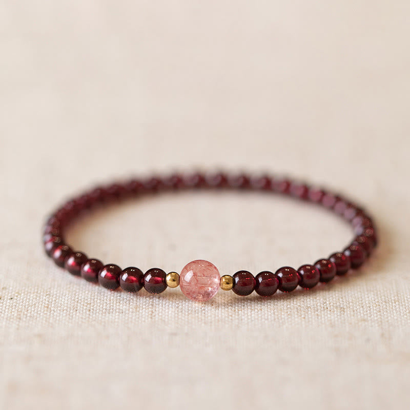 Nimara Ritual Natural Garnet Strawberry Quartz Calm Bracelet