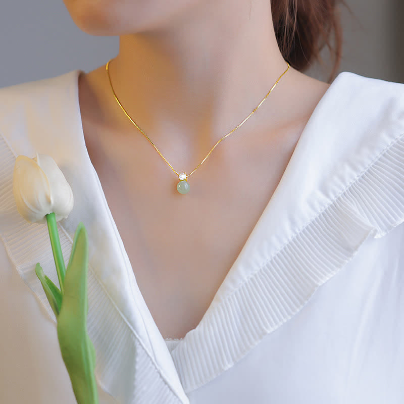 Nimara Ritual Lucky Bead Jade Prosperity Chain Necklace Pendant