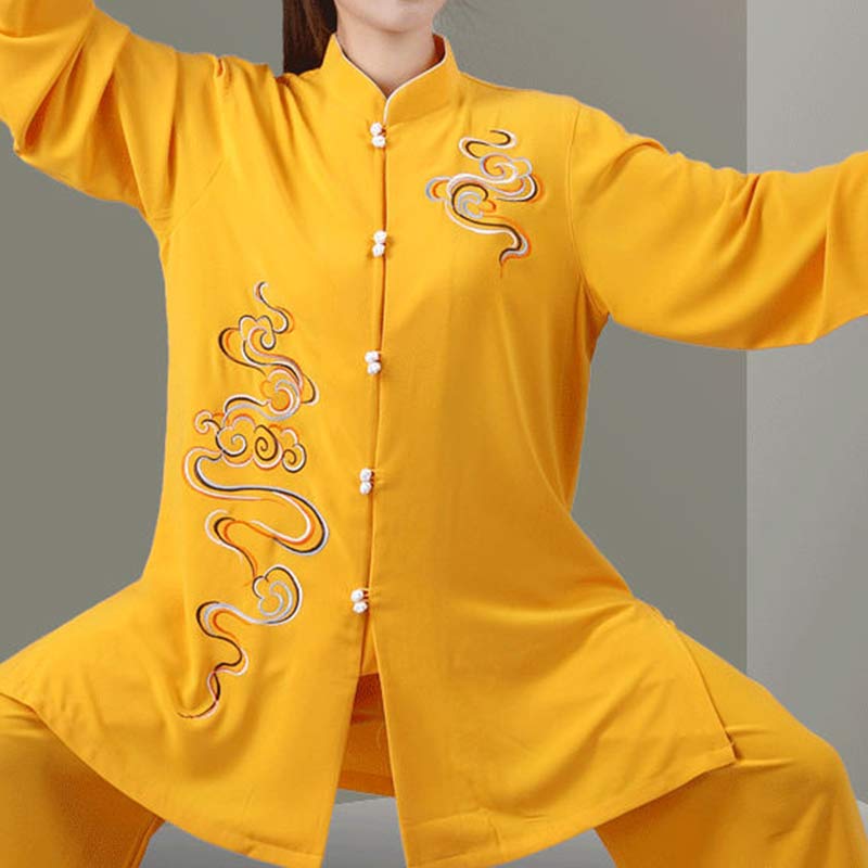 Nimara Ritual Auspicious Clouds Embroidery Meditation Prayer Spiritual Zen Tai Chi Qigong Practice Unisex Clothing Set