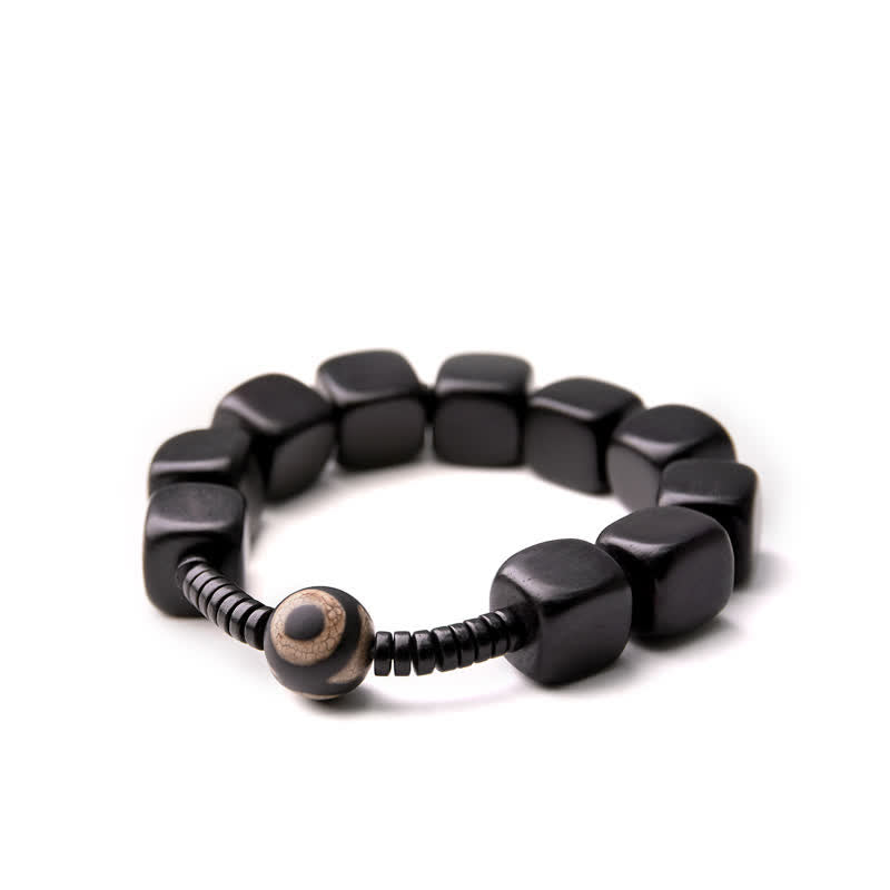 Nimara Ritual Tibetan Ebony Wood Dzi Bead Strength Bracelet
