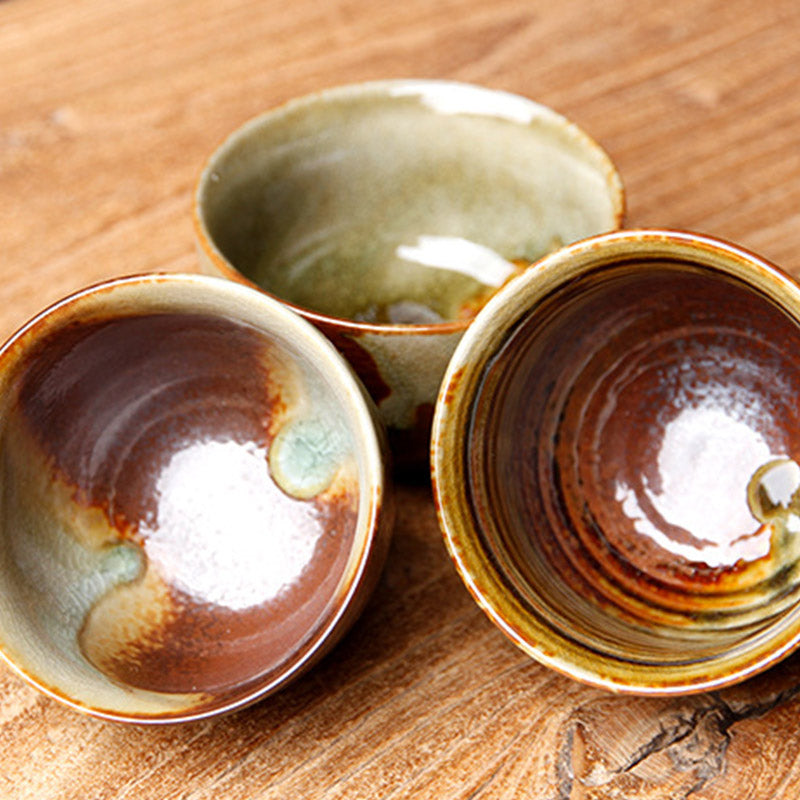 Nimara Ritual Vintage Brown Beige Kiln Change Ceramic Teacup Kung Fu Tea Cup Bowl