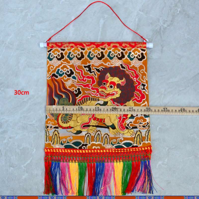 Nimara Ritual Feng Shui Kirin Spiritual Colorful Tassel Wall Art