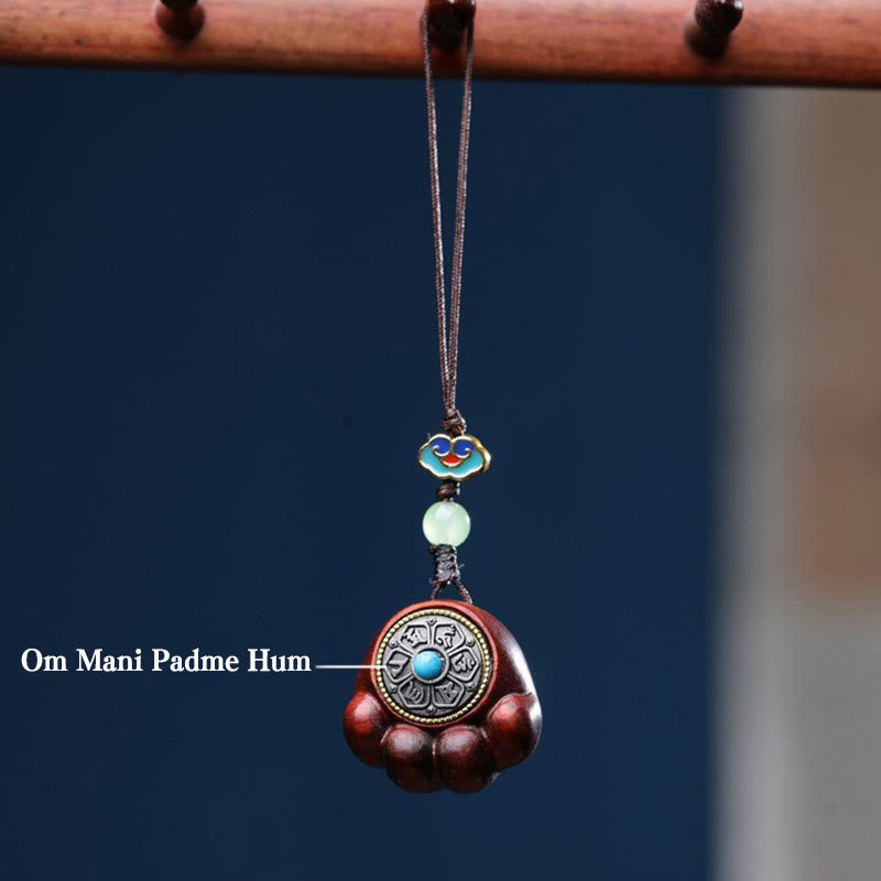 Nimara Ritual Sandalwood Small Leaf Red Sandalwood Green Sandalwood Lucky Cat Paw Claw Om Mani Padme Hum Protection Phone Hanging Decoration