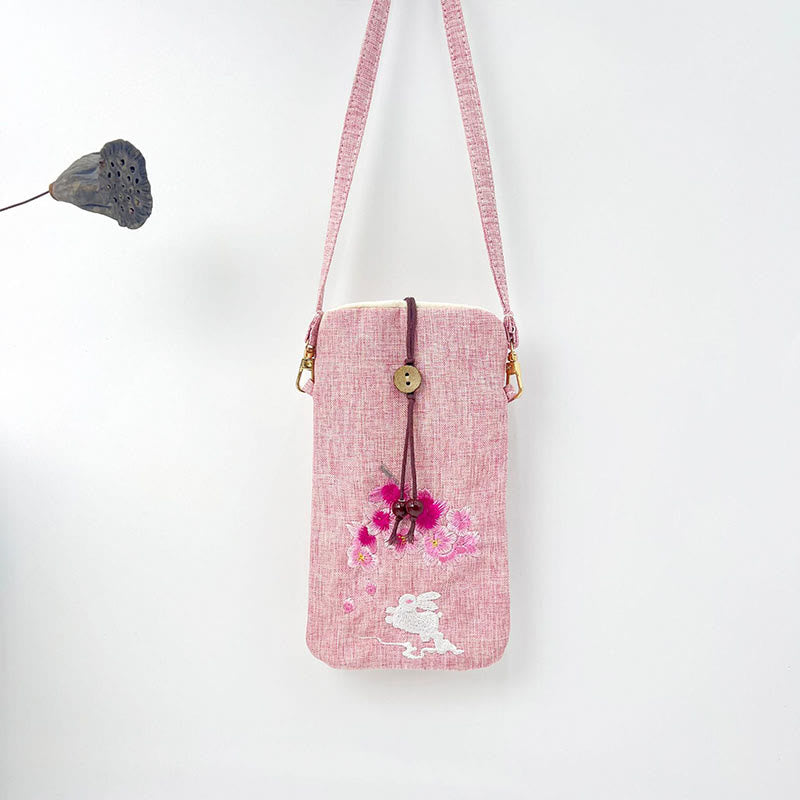 Nimara Ritual Small Embroidered Flowers Crossbody Bag Shoulder Bag Cellphone Bag 11*20cm