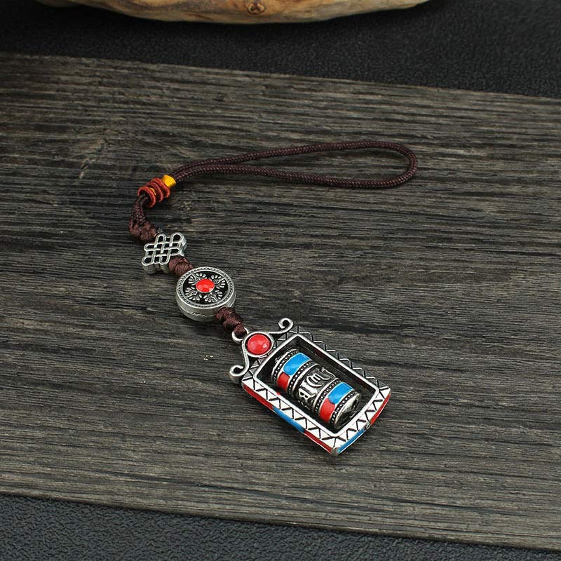 Nimara Ritual Six True Words Prayer Wheel Rotation Knot Blessing Keychain Decoration