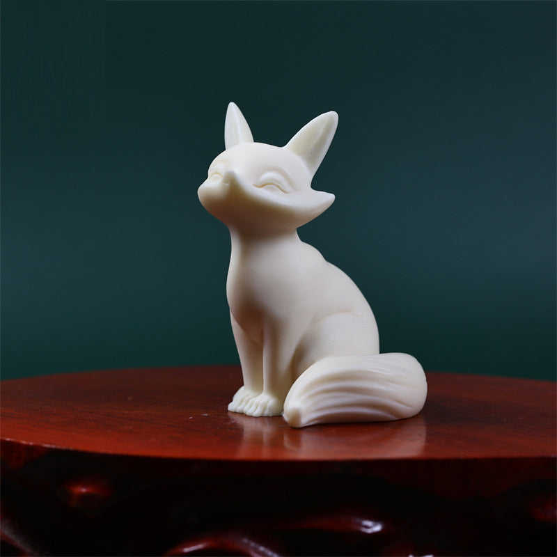 Nimara Ritual Mini Nine Tailed Fox Ivory Fruit Protection Home Decoration