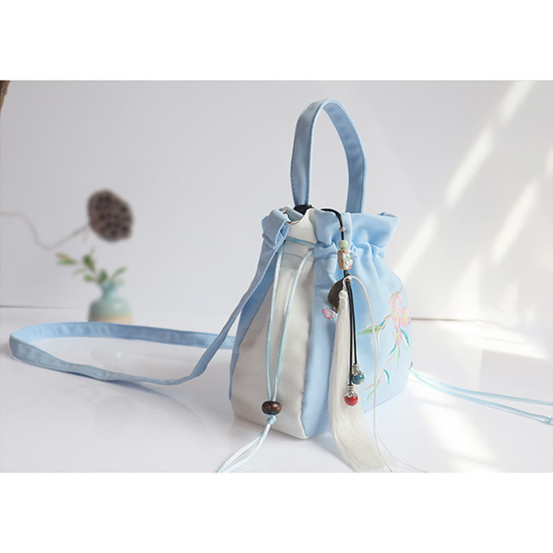 Nimara Ritual Handmade Embroidered Flowers Canvas Tote Shoulder Bag Handbag