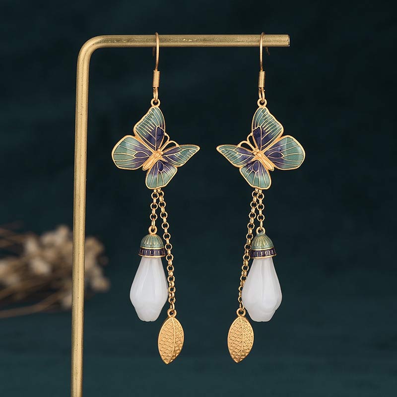 Nimara Ritual FengShui White Jade Fortune Earrings