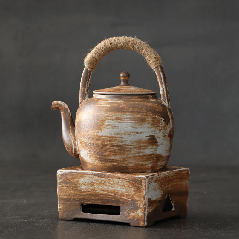 Nimara Ritual Retro Brown Chinese Gongfu Tea Ceramic Kung Fu Teapot 700ml With Base