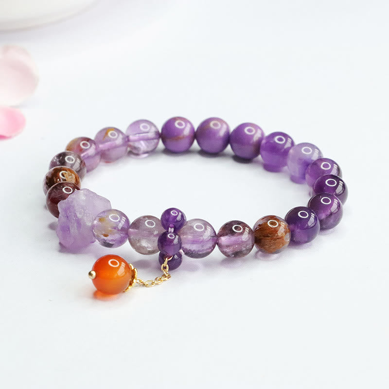 Nimara Ritual Natural Amethyst Purple Phantom Gemstone Spiritual Awareness Bracelet