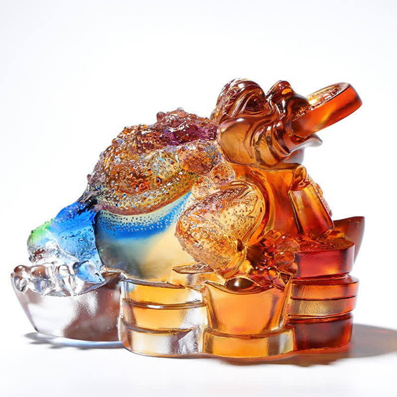 Nimara Ritual Feng Shui Frog Handmade Liuli Crystal Art Piece Wealth Home Office Decoration