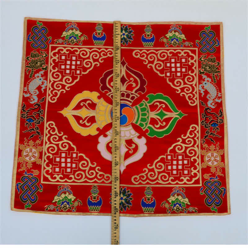 Nimara Ritual Flower Endless Knot Prayer Altar Mat Healing Meditation 8 Auspicious Symbols Mat Table Runner