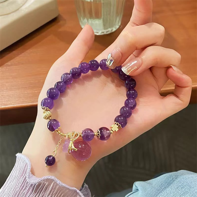 Nimara Ritual Natural Amethyst Crystal Money Bag Charm Positive Bracelet