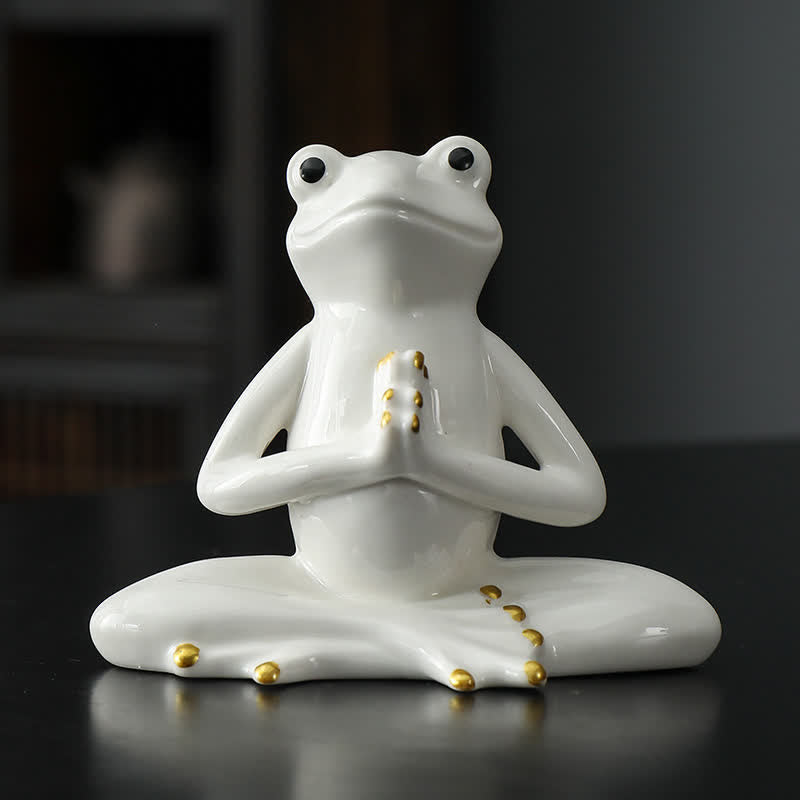 Nimara Ritual Meditating Ceramic Zen Frog Statue Decoration