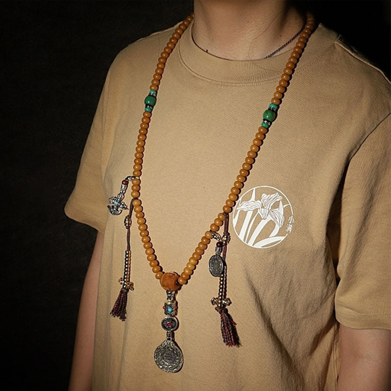 Nimara Ritual Tibet 108 Mala Beads Bodhi Seed Bagua Vajra Wealth Bracelet