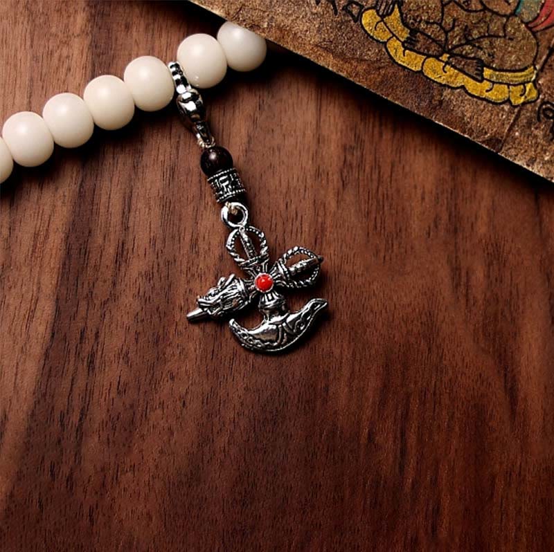 Nimara Ritual Tibet 108 Mala Beads Bodhi Seed Bagua Vajra Dzi Bead Gray Agate Wealth Bracelet