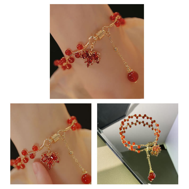 Nimara Ritual Red Maple Leaf Luck Charm Bracelet