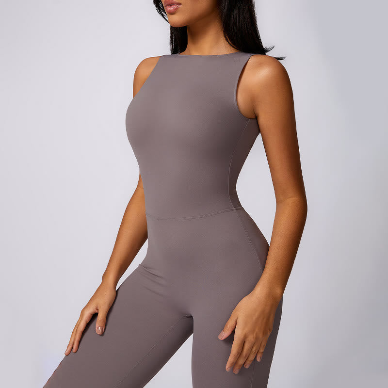 Nimara Ritual Women Casual Sleeveless Jumpsuit Flare Pants Sports Fitness Yoga Bodysuit