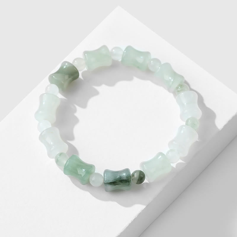 Nimara Ritual Jade Coconut Shell Bamboo Pattern Abundance Luck Bracelet