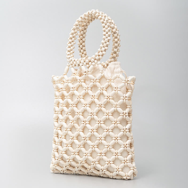 Nimara Ritual Hand-woven Lozenge Wooden Beads Handbag