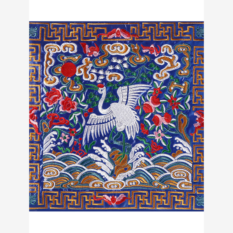 Nimara Ritual Crane Phoenix Dragon Kirin Embroidered Cup Mat Pad Tea Cup Coaster Square Kung Fu Tea Mat