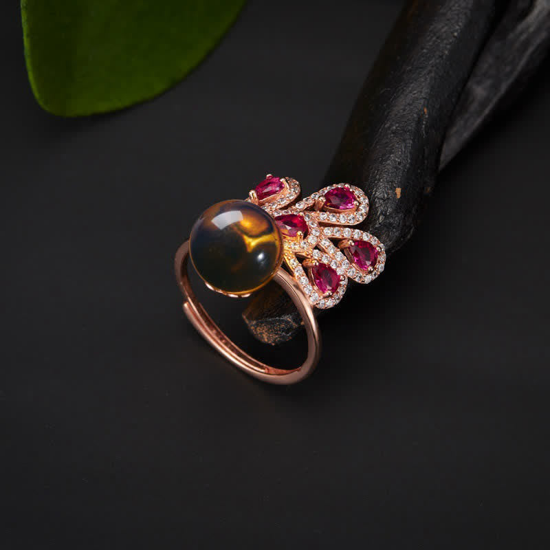 Nimara Ritual Peacock Amber Fortune Love Necklace Pendant Ring
