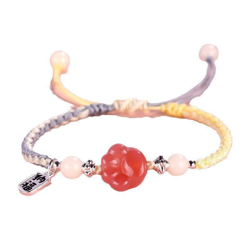 Nimara Ritual Yanyuan Agate Cat Claw Paw White Bodhi Seed Fu Character Positive Braided Rope Bracelet