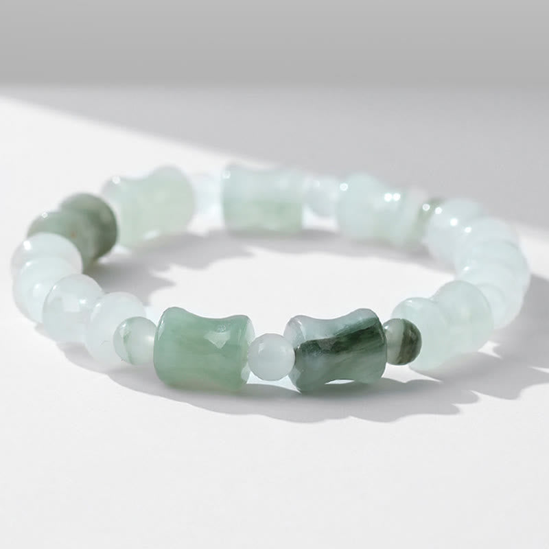 Nimara Ritual Jade Coconut Shell Bamboo Pattern Abundance Luck Bracelet