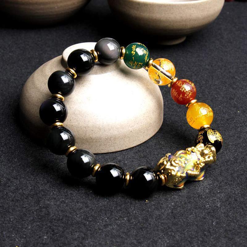 Nimara Ritual Color-Changing Pixiu Obsidian Wealth Bracelet