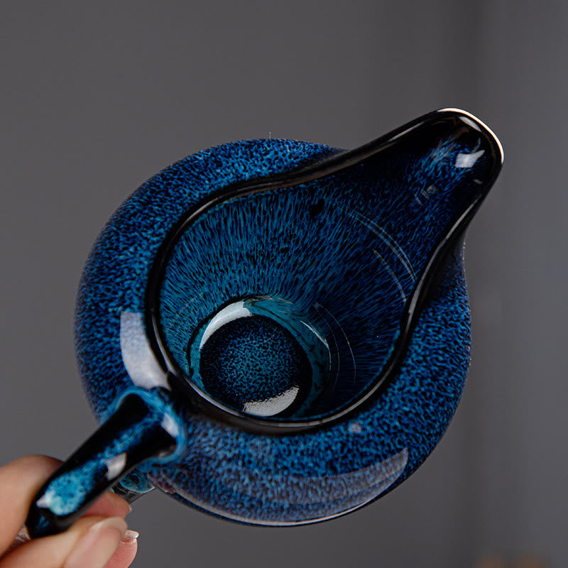 Nimara Ritual Blue Gradient Color Chinese Gongfu Tea Ceramic Teapot Portable Gift Bag Box Set