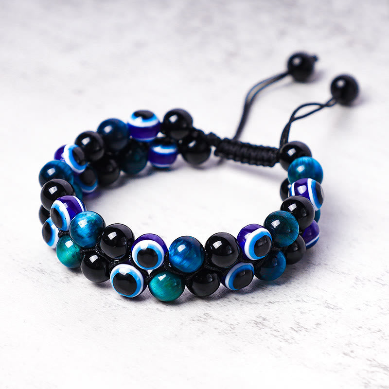 Nimara Ritual Evil Eye Hematite Tiger Eye Protection Beaded Bracelet