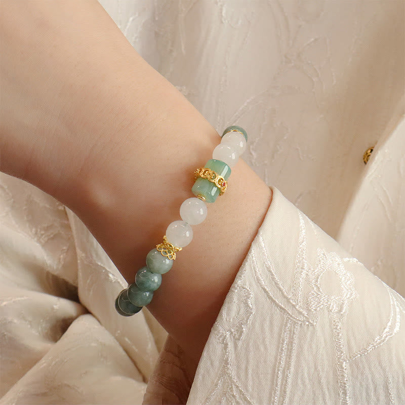 Nimara Ritual Single Double Layer Jade Peace Buckle Luck Bracelet