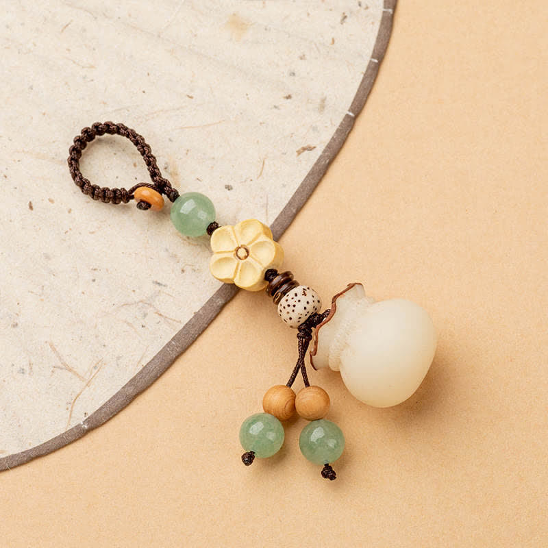 Nimara Ritual Natural Bodhi Seed Money Bag Flower Blessing Prosperity Keychain