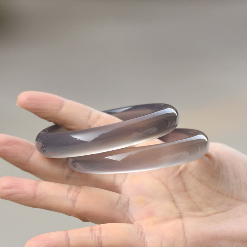 Nimara Ritual Natural Gray Chalcedony Harmony Bangle Bracelet