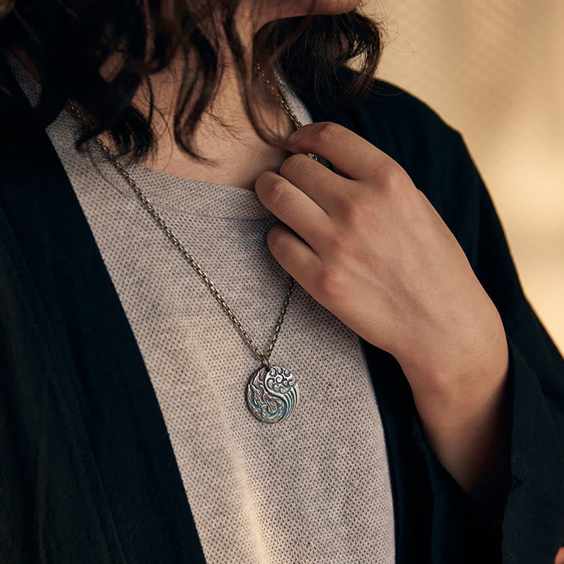 Nimara Ritual 990 Sterling Silver Yin Yang Water and Fire Balance Necklace Pendant