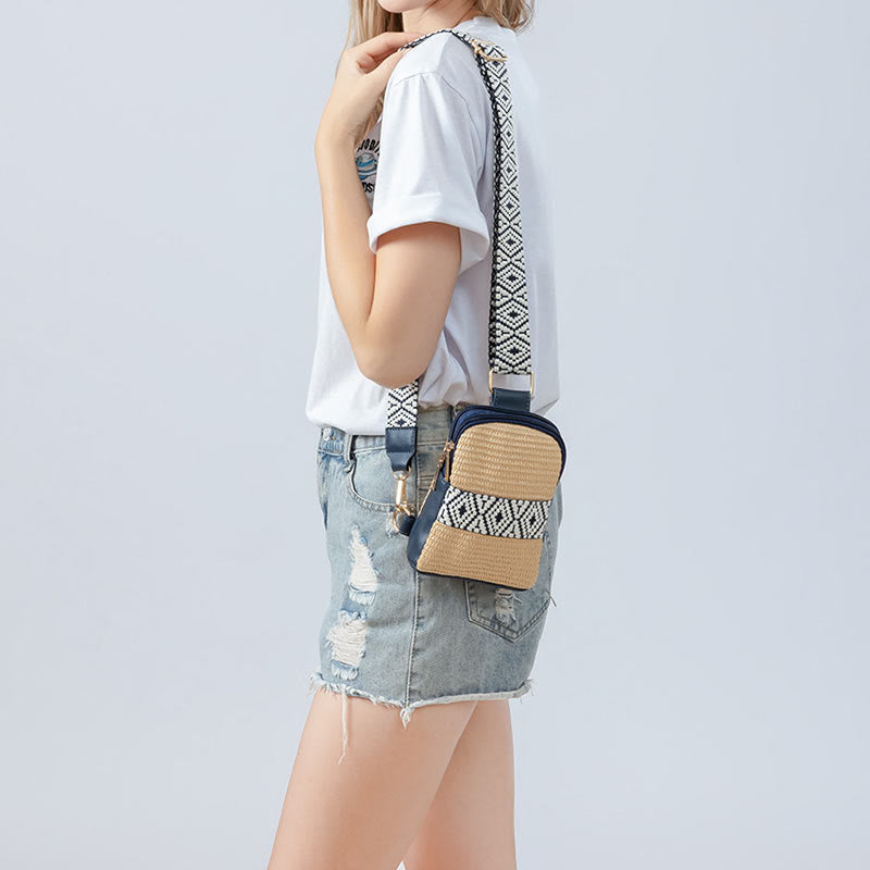 Nimara Ritual Small Geometry Straw Woven Crossbody Bag Shoulder Bag