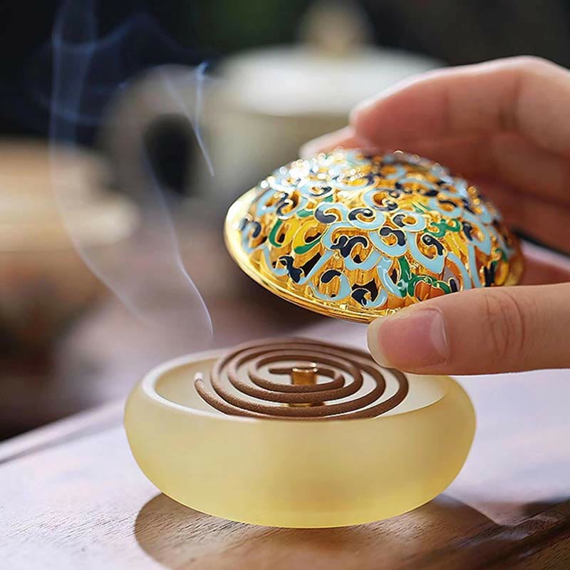 Nimara Ritual Lotus Liuli Crystal Healing Meditation Incense Burner
