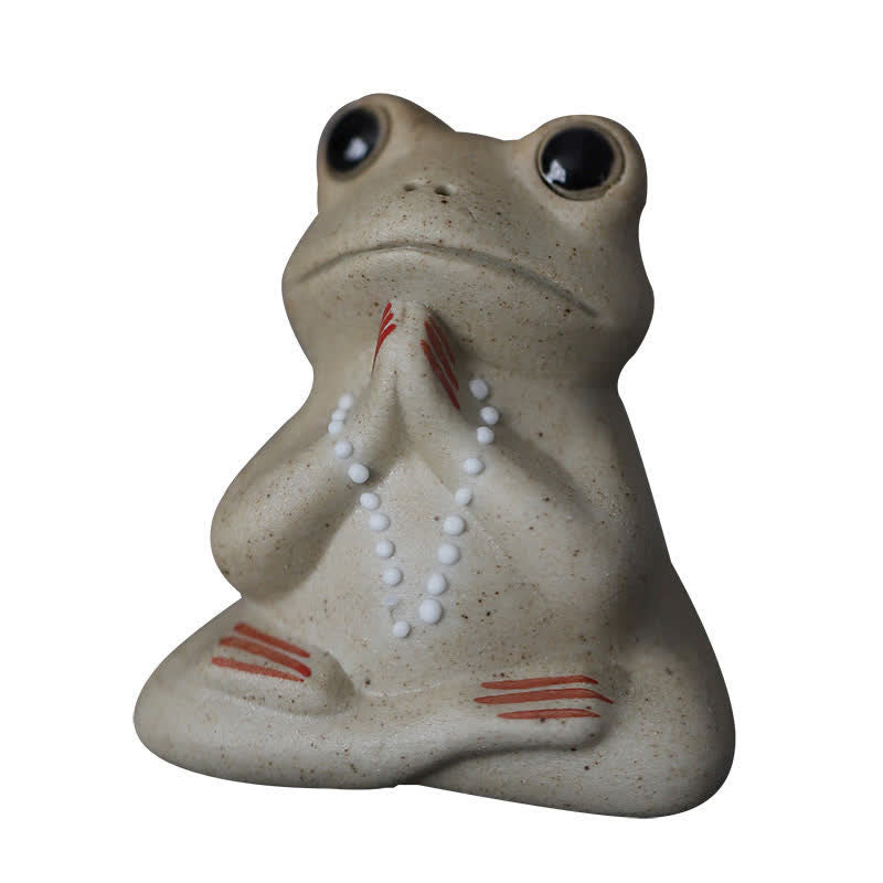 Nimara Ritual Meditating Ceramic Small Frog Statue Decoration