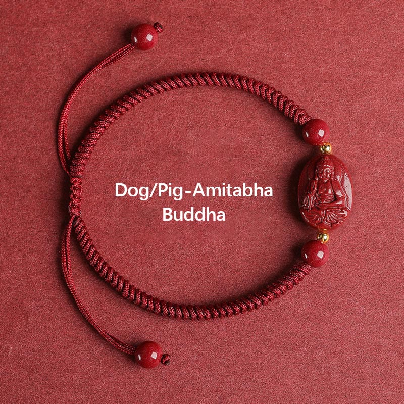 Nimara Ritual Chinese Zodiac Natal Buddha Cinnabar Keep Away Evil Spirits Rope Bracelet